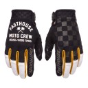 Luvas desportivas de dedos completos para motocross e moto com estampado numa e padrão xadrez na outra luva para condução em terreno 2