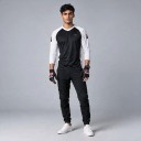 Luvas desportivas de dedos inteiros para motocross com estampado de coração e polegar reforçado em preto com elementos rosa para condução 3