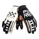 Luvas desportivas de dedos inteiros para motocross com estampado e padrão xadrez e polegar reforçado em preto e branco para condução em terreno 4