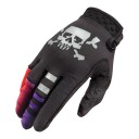 Luvas desportivas de dedos inteiros para motocross e moto com estampagem de caveira e polegar reforçado em preto para condução em terreno 1