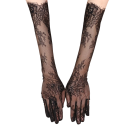 Luvas longas de renda para senhora com dedos completos, em poliéster, elegantes luvas para uso social e outfit de noite 2