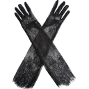 Luvas longas de renda para senhora com dedos completos, em poliéster, elegantes luvas para uso social e outfit de noite 3