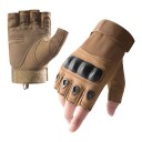 Luvas táticas de dedos cortados para homem com protetor de articulação e fecho de velcro em poliéster e nylon para uso militar 3