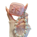 Luxe beschermhoes met strik en sleutelhanger voor Airpods 3 Elegant hoesje met kristalontwerp en bescherming tegen krassen 1