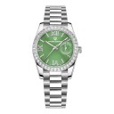 Luxe dameshorloge met steentjes Romeinse cijfers en wijzerdatum Kast 32 mm Saffierglas Roestvrij staal Waterdicht Voor elke dag 9