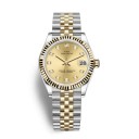 Luxe dameshorloges met stenen op de wijzerplaat Datum Gouden geribbelde lunet Goud-zilveren vijfledige armband Waterdicht 5 ATM Voor elke dag 4