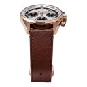 Luxe heren mechanische chronograaf horloge met handopwinding Lederen band Kast 38 mm Saffierglas Roestvrij staal 316L Doorzichtig achterdeksel 10