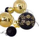 Luxe Kerstdecoratie 44 stuks 3 - 6 cm Zwartgouden ballen en sterren Verschillende maten versieringen voor de kerstboom 2