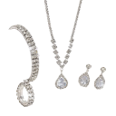 Luxe sieradenset Halsketting 41,5+13,5 cm Armband Oorbellen Ring Druppelontwerp Dames trouwbanket avond sieraden 3