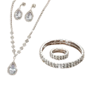 Luxe sieradenset Halsketting 41,5+13,5 cm Armband Oorbellen Ring Druppelontwerp Dames trouwbanket avond sieraden 5