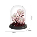 Luxuosa micro construção de peónias 85 x 85 x 106 mm 168 pcs Modelo floral em vaso em caixa transparente Decoração elegante e presente criativo para crianças e adultos 2