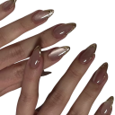 Luxuriöse metallische Nagelspitzen Mandelform Mittlere Größe 24 Stück Selbstklebende 3D Acryl künstliche Nägel für die Maniküre zu Hause 1