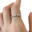 Luxuriöser Damenring 0,4 cm Moderner Ketten-Design Besetzt mit dekorativen Steinen Elegantes Schmuckstück für den Alltag und festliche Anlässe 3