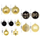 Luxury Christmas Decorations 44 pcs 3 - 6 cm Black and Gold Balls and Stars Various Sizes Tree Ornaments 3