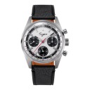 Luxury Men's Mechanical Chronograph Manual Winding Tachymeter and 24-Hour Indicator Case 38 mm Steel 316L Sapphire Glass Leather Strap 6