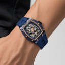 Luxury Men's Mechanical Skeleton Watch with Visible Movement Tonneau Case 42 x 53 mm Water Resistant 3 ATM Silicone Strap 7