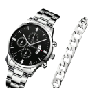 Luxury Men's Quartz Watch with Stainless Steel Bracelet Stylish Accessory Business Watch Scratch Resistant Modern Design 2