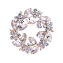 Luxury Stone Brooch 4 x 4 mm in the Shape of a Ring Colourful Leaf Wreath with Flowers Zinc Alloy Elegant Jewellery 4