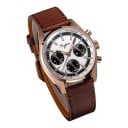 Luxus férfi mechanikus karóra Kronográf kézi felhúzással Bőr szíj 38 mm-es tok Zafír üveg Rozsdamentes acél 316L Átlátszó hátlap 4