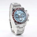 Luxus Herren Automatik Chronograph mit transparentem Gehäuseboden Saphirglas Gehäuse 39 mm Edelstahl 316L Edelstahlarmband 9