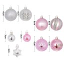 Luxus rózsaszín ezüst Karácsonyi díszek 44 db 3 - 6 cm Gömbök és csillagok Különböző méretek az elegáns karácsonyfadíszítéshez 2