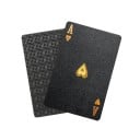 Luxusní hrací karty plastové černé 54 kusů s kovovým leskem a zlatými i stříbrnými symboly pro poker prší i další karetní hry 4