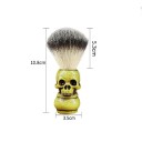 Luxusos borotválkozó ecset koponya formában 10,8 x 3,5 cm Borz hosszú sörték 3,5 cm Professzionális eszköz az arc tisztításához 2