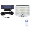 Luz de parede solar exterior 153 LED com sensor de movimento Controlo remoto 3 modos IP65 luz branca Iluminação de segurança 1
