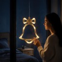 Luz LED Colgante de Navidad en Forma de Campana 21 x 17 cm a Pilas AAA Campana Brillante con Lazo Luz Blanca Cálida Decoración para Ventanas Puertas 1