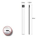 Luz LED con sensor de movimiento 40 cm Inalámbrica Magnética 3 colores de luz Regulable USB-C Aluminio Bajo el mueble del armario 5