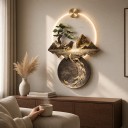 Luz LED de pared con imagen 120 x 80 cm Montañas con árbol y lago Carpas koi Acrílico y metal Marrón Luz blanca cálida Decoración para interiores 4