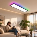Luz LED de Tecto RGB 120 x 30 x 3,9 cm 40 W 4400 lm Luz Branca 3000-6500 K Iluminação Colorida Controlo Moldura Preta Para a Sala de Estar 2