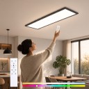 Luz LED de Tecto RGB 120 x 30 x 3,9 cm 40 W 4400 lm Luz Branca 3000-6500 K Iluminação Colorida Controlo Moldura Preta Para a Sala de Estar 3