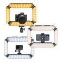 Luz LED manual con jaula para teléfono y cámara Temperatura ajustable 2500–8500 K Batería 8000 mAh 20 W CRI 96+ Negra Para vlogs y video 5