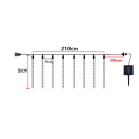 Luz LED solar 50 cm 8 tubos Efeito de chuva de meteoros 210 cm corrente Iluminação de Natal exterior à prova de água com cabo de alimentação de 290 cm 2
