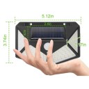 Luz LED solar com sensor de movimento 100 LED 13 x 9,5 cm Preta IP65 À prova de água 3 modos Ângulo de iluminação 270° Iluminação de parede 5