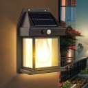 Luz solar de pared con sensor de movimiento Linterna con bombilla 13,6 x 9,6 cm Negra IP65 Impermeable 3 modos Luz cálida para la pared 3