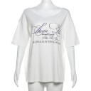 Luźna koszulka z nadrukiem na co dzień Modny krój oversize Wsuwany koszulka Materiał bawełniany Stylowy streetwear Strój na miasto 5