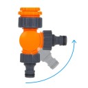 Lynkobling til 1/2&quot; slange med knækbeskyttelse. Click-Lock-forbindelse. Grå-orange plastkobling til slangeruller og vandingssystemer. 5