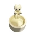 Lysestage med en kat, der varmer sine poter, 6x6 cm dekorativ lysestage lavet af harpiks 3