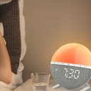 Lysvækkeur med simuleret solopgang Farverigt RGB lys 7 vækkemelodier Søvn timer Diameter 13 cm Grå og hvid Natlys til soveværelset 6
