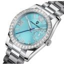 Lyxiga damklockor med stenar Romerska siffror och visardatum Kapsel 32 mm Safirglas Rostfritt stål Vattentåliga För varje dag 5
