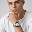 Lyxiga herrautomatiska klockor Chronograf med genomskinligt baklock Safirglas Kapsel 39 mm Rostfritt stål 316L Stålarmband 3