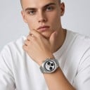 Lyxiga herrmekaniska klockor Chronograf med manuell uppdragning Transparent baksida Kapsel 38 mm Safirglas Rostfritt stål 316L Stålarmband 5