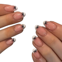 Lyxiga mandelformade konstnaglar 24 st med rundade hörn Fransk manikyr med rosetter DIY-set med lim och fil Elegantiska tips för kvinnor 1