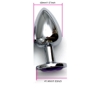 Maat van een metalen anaalplug. XL 40 x 41,4 mm met paarse steen luxe erotische decoratie glad oppervlak compatibel met glijmiddelen discrete 2