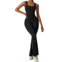 Macacão desportivo feminino Top e calças longas Macacão de fitness de cor sólida em nylon e spandex para exercício, lazer e ioga 5