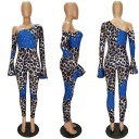 Macacão feminino de leopardo com mangas longas B863 6