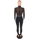 Macacão feminino transparente com decote profundo 4