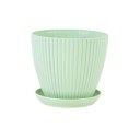 Maceta decorativa redonda con plato 15 x 13 x 13 cm Maceta de resina para plantas vivas Decoración exterior e interior Material resistente 7